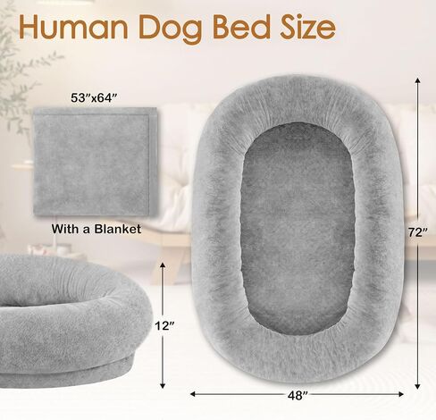 Human Dog Bed Adult Dog Bed Bean Bag Bed for Adults Giant Dog Bed Pet Beds for Large Dogs with Washable Faux Fur Cover Fluffy Dog Beanbeds(Grey) in Saudi Arabia