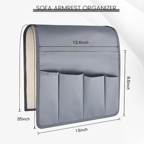 MCPINKY Sofa Armrest Organizer, Black Bedside Caddy Bedside Organizer Chair Armrest Organizer for Remote Control Magazine Phone in Saudi Arabia