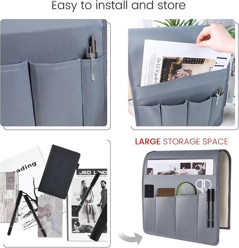 MCPINKY Sofa Armrest Organizer, Black Bedside Caddy Bedside Organizer Chair Armrest Organizer for Remote Control Magazine Phone in Saudi Arabia