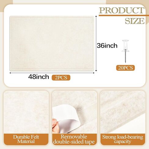 SmoothNovelty 2 Pack Felt Bulletin Board Decorative Picture Framed Display Board 36 x 24 Inch Alternative Foldable Felt Pin Board with 20 Push Pins for School Home Office Kitchen Walls in Saudi Arabia