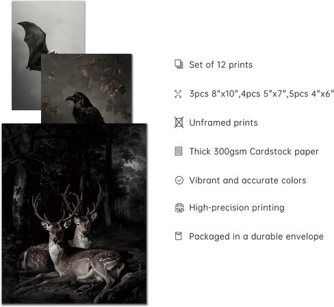 Skists Gothic Home Decor - Witchy Decor Aesthetic Halloween Decor, Horror Decor, Witchy Wall Art Goth Room Decor Witchy Home decor Scary Picture for Bedroom Bathroom Decoration(UNFRAMED) in Saudi Arabia