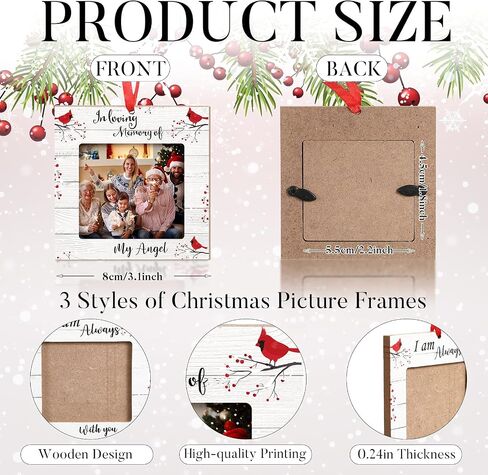 Red Cardinal Christmas Ornaments Wood Picture Frame Memorial Xmas Tree Ornaments When Cardinal Appear Angels are Near I Am Always with You Tree Decorations in Memory of Loved One (Mixed Style, 9 Pcs) in Saudi Arabia