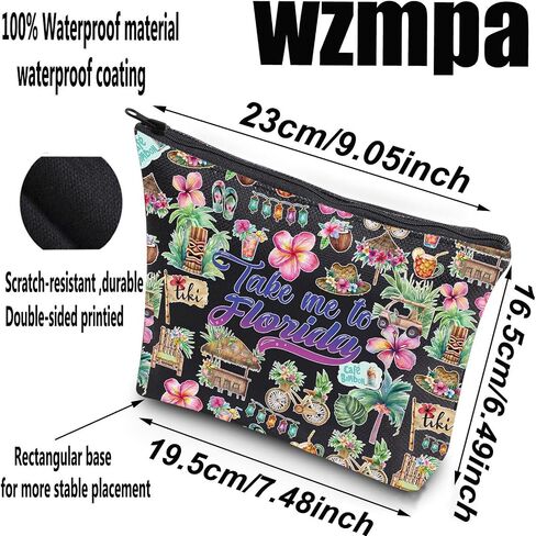 WZMPA ولاية فلوريدا حقيبة مستحضرات التجميل السفر فلوريدا الهدايا التذكارية خذني إلى فلوريدا زيبر الحقيبة حقيبة سفر فلوريدا عطلة البضائع (خذ فلوريدا) in Saudi Arabia