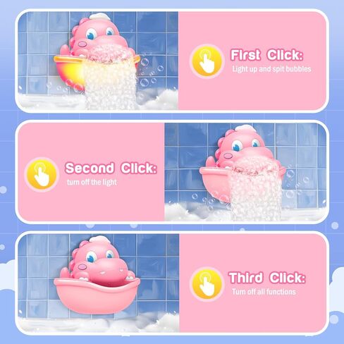 Light Up Bath Toys,Baby Bath Toys Dinosaur Bath Bubble Machine Automatic Bath Bubble Maker with Colourful Light Bathtime Shower Bathtub Toys for Kids Ages 1-5 Birthday Gift for Toddler Boys Girls in Saudi Arabia