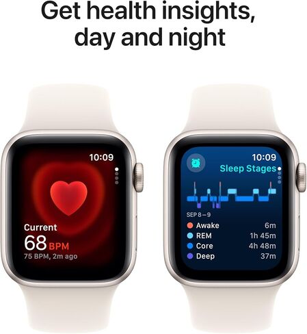 Apple Watch SE (2nd Gen) [GPS 40mm] ساعة ذكية مع هيكل من الألومنيوم منتصف الليل مع حزام رياضي منتصف الليل S/M. أجهزة تتبع اللياقة البدنية والنوم، واكتشاف الأعطال، ومراقبة معدل ضربات القلب، وشاشة شبكية العين in Saudi Arabia
