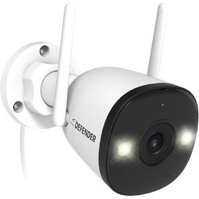 Defender AI Powered Guard Pro 4K 8MP WiFi 6/Bluetooth, Plug & Play Outdoor Home Security Camera, Smart AI Human/Vehicle Detection, Color Night Vision, Includes 64gb