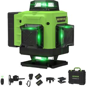 Laser Level 360 Self Leveling with Hard Case & Remote, 4x360 Rechargeable Green Line Laser for Framing Wall Ceiling Floor Tile