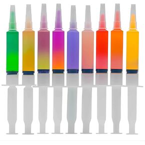 Jello Party Syringes with 5 Extra Caps, 30 Pack Reusable 2oz Plastic Party Syringes, and Cleaning Brush,great for filling Jello, Pudding, Patrick's Day, Graduation party