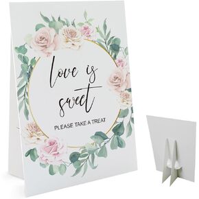 Love is Sweet Sign for Dessert Table( 8 x 11 Inch Table Sign with Holder) Minimalist Bridal Shower Sign Please Take A Treat, Wedding Dessert Table Sign, Minimalist Wedding Signs Favors for Guests WEEDS12