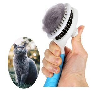 Cat Grooming Brush, Self Cleaning Slicker Brushes for Dogs Cats Pet Grooming Brush Tool Gently Removes Loose Undercoat, Mats Tangled Hair Slicker Brush for Pet Massage-Self Cleaning Upgraded (PURPLE)