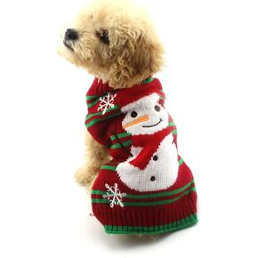 HOTUMN Dog Clothes Snow Sweaters Snowman Sweaters Xmas Dog Holiday Sweaters New Year Christmas Sweater Pet Knit Clothes for Small Medium Dog (Medium, Snowman)