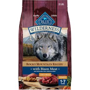 Blue Buffalo Wilderness Rocky Mountain Recipe Natural High-Protein Dry Food for Large Breed Dogs, Bison & Grain, 28-lb bag
