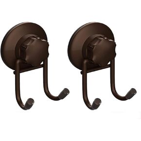 SANNO Suction Cup Hooks, Shower Squeegee Holder Towel Robe Loofah Hooks Hanging Shower Hooks Bathroom Shower Accessories, Bronze