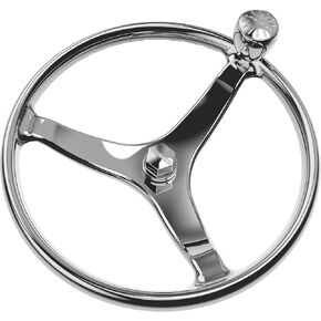 Lewmar Power Grip Boat Steering Wheel with 1/2" Welded Nut - 15.5" Diameter, Weather-Resistant Stainless Steel, Professional Knob with Ergonomic Finger Grips