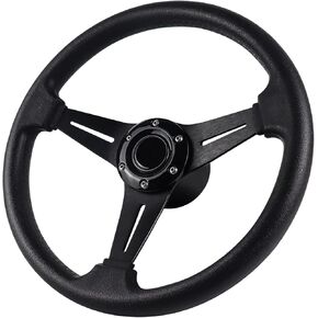 LOSCHEN Boat Steering Wheel Polyurethane Leather with 3/4" Axle Marine Steering Wheel Adapter for Marine Boats,Vessels,Yachts,Pontoons Boat-Black
