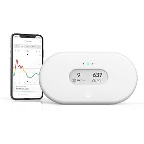 Airthings 322 Wave Enhance -Indoor Air Quality Monitor for CO2, VOC, Humidity, Temp, Pressure plus Noise & Light Sensors - Monitors Conditions for Sleep in Bedrooms & for Concentration in Home Offices