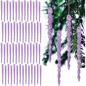 60 Pieces Twisted Icicle Ornament Christmas Tree Decoration Glitter Spiral Strip Hangings for Christmas Holiday Party Wedding Accessories, 5.1 Inch(Red and Green)