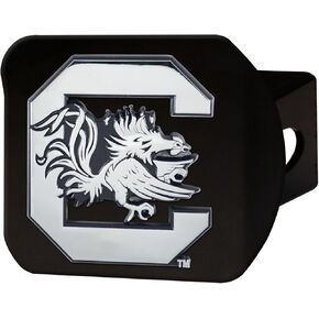 FANMATS 21047 South Carolina Gamecocks Black Metal Hitch Cover with Metal Chrome 3D Emblem