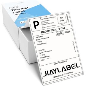 4x6 Thermal Shipping Label Paper for Direct Thermal Label Printer USPS UPS Address Mailing Stickers Big Packing Fanfold White 2000 Labels/Stack,2 Stacks, Total 4000PCS
