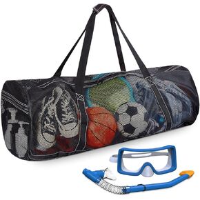 Kacctyen 1 Pcs Large Mesh Dive Bags Scuba Gear Bag Mesh Gym Bag Mesh Duffle Bag Snorkel Bag for Scuba Diving and Snorkeling Travel Beach Dry Bags with Pockets for Sports Storage Swim Gym, Black