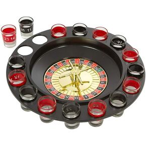 Roulette Drinking Game Set - Includes 16 Glasses, 2 Roulette Balls, Spinner & Base - Adult Party Game