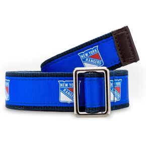 New York Rangers NHL Hockey Belt Officially Licensed With Nickel Finished Brass Buckle And Logo Tin