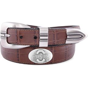 NCAA Ohio State Buckeyes Crocodile Tip Leather Concho Belt
