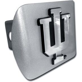 Indiana Hoosiers Brushed Metal Trailer Hitch Cover with Chrome Metal Logo