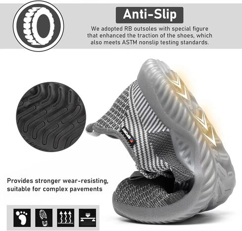 Furuian Steel Toe Shoes for Men Women Waterproof Work Shoes Safety Sneakers Shoes Comfortable Lightweight Puncture Proof Slip on Indestructible Work Shoes in Kuwait