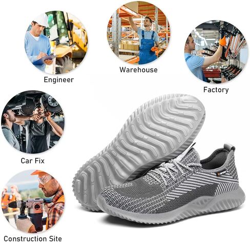 Furuian Steel Toe Shoes for Men Women Waterproof Work Shoes Safety Sneakers Shoes Comfortable Lightweight Puncture Proof Slip on Indestructible Work Shoes in Kuwait