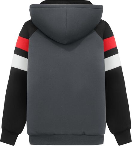 SWISSWELL Boys Hoodie Sherpa Fleece Lined Jacket with Zipper Long Sleeve Soft Warm Sweatshirt Outerwear for Kids in Kuwait