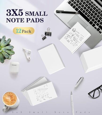 Small Note Pads 3x5 Pocket Notepad, 10 Pack Server Note Pads 3x5, White Memo Pads, Scratch Pads, Small Writing Pads White Paper, 50 Sheets per Blank Mini Notepads 3x5 Scratch Paper for Work/School in Kuwait