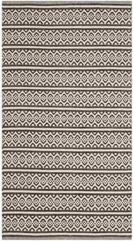 SAFAVIEH Montauk Collection Runner Rug - 2'3" x 8', Ivory & Black, Handmade Flat Weave Boho Farmhouse Cotton, Ideal for High Traffic Areas in Living Room, Bedroom (MTK341D) in Saudi Arabia