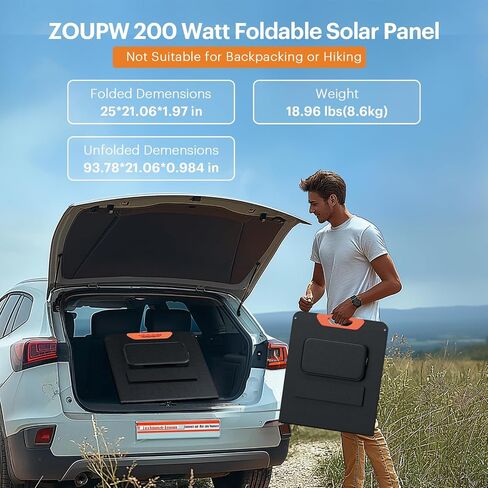ZOUPW 100W Portable Solar Panel,Monocrystalline Foldable Solar Charger MC-4 Cable for Power Station,QC3.0 USB-A &Type-C Output,23.5% High Efficiency IP67 Waterproof for Camping RV Van Travel in Saudi Arabia