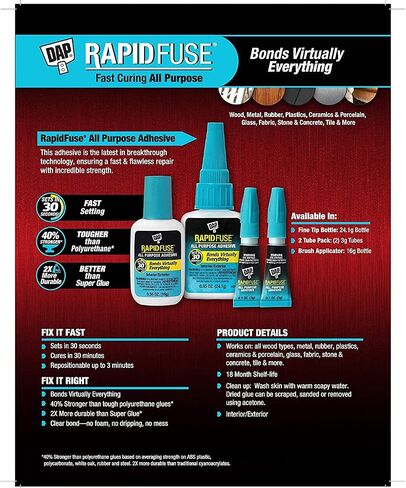 DAP 00155 0.85 Ounce RapidFuse All Purpose Adhesive, Clear 6 Pack in Saudi Arabia