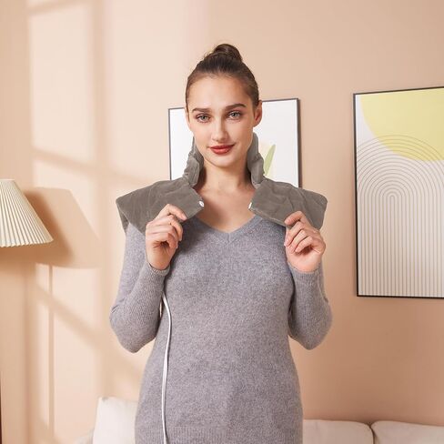 26" x 35" Flannel Neck&Shoulder&Back Heating Pad with 12 Temperature Settings&4 Optional Heating Time Settings with Countdown Display for Back/Neck/Shoulders/Menstrual Pain/Leg Cramp(Navy Blue) in Saudi Arabia