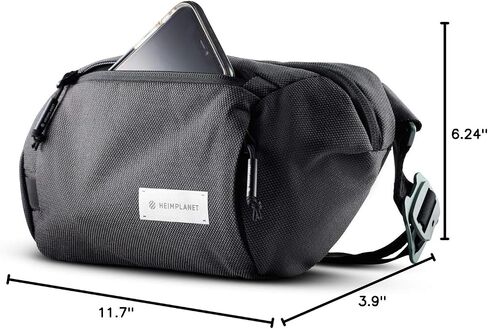 HEIMPLANET Original | Transit Line Sling Pocket XL | Water-resistant Waist Pack Made of Durable and Sustainable DYECOSHELL | Adjustable and Detachable Belt Buckle | Supports 1% for The Planet (Black) in Saudi Arabia