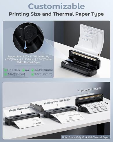 Phomemo Portable Printer,[Upgrade]M832 Inkless Printer,Bluetooth Portable Printers Wireless for Travel,8.5''x 11''Thermal Printer Support Multi Sizes for Home,Office,Car,Compatible with Phone & Laptop in Saudi Arabia