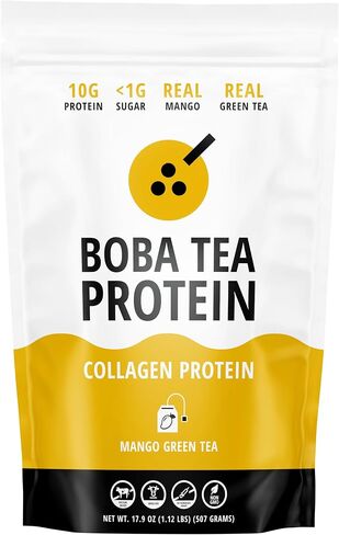 Boba Tea Protein Strawberry Hibiscus Collagen | 30 Servings | Grass-Fed Hydrolyzed Bovine Collagen for Men and Women | Promotes Hair, Nail, Skin, Bone, and Joint Health | No Added Sugar in Saudi Arabia