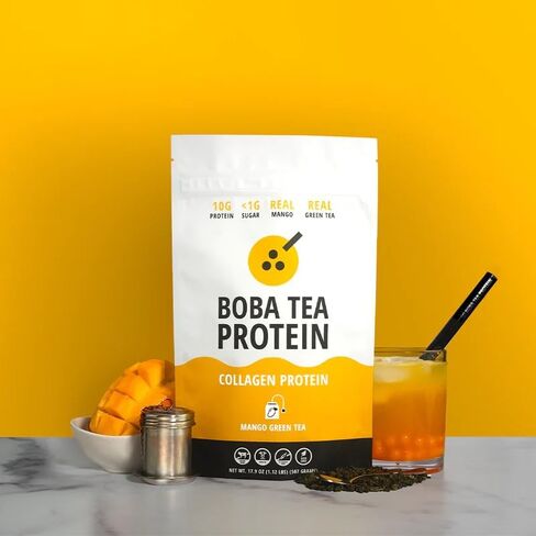 Boba Tea Protein Strawberry Hibiscus Collagen | 30 Servings | Grass-Fed Hydrolyzed Bovine Collagen for Men and Women | Promotes Hair, Nail, Skin, Bone, and Joint Health | No Added Sugar in Saudi Arabia
