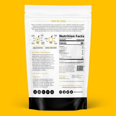 Boba Tea Protein Strawberry Hibiscus Collagen | 30 Servings | Grass-Fed Hydrolyzed Bovine Collagen for Men and Women | Promotes Hair, Nail, Skin, Bone, and Joint Health | No Added Sugar in Saudi Arabia