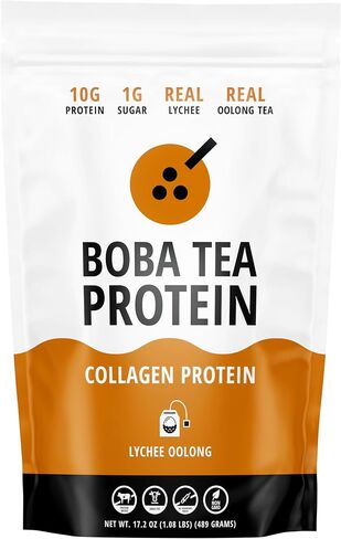 Boba Tea Protein Strawberry Hibiscus Collagen | 30 Servings | Grass-Fed Hydrolyzed Bovine Collagen for Men and Women | Promotes Hair, Nail, Skin, Bone, and Joint Health | No Added Sugar in Saudi Arabia
