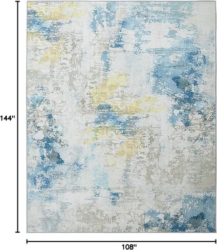 BALAPET 10x14 ft Modern Abstract Area Rug for Living Room Bedroom, Large Machine Washable Floor Carpet with Non-Slip Backing for Indoor Office Dining Room, Boho Home Deco Non-Shedding, Grey in Saudi Arabia