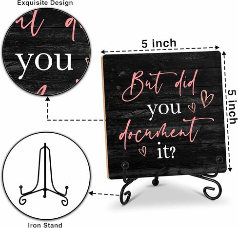 Black Pink Wood Sign for Office Table Shelf Desk Decor, Rose Gold But Did You Document It Wood Plaque with Stand, Funny Gifts for HR Coworker - 5x5 in in Saudi Arabia