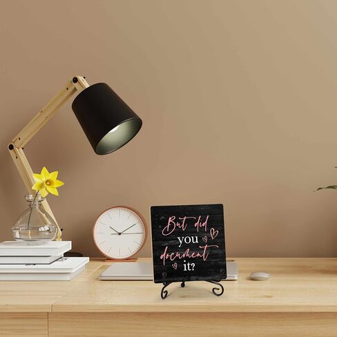 Black Pink Wood Sign for Office Table Shelf Desk Decor, Rose Gold But Did You Document It Wood Plaque with Stand, Funny Gifts for HR Coworker - 5x5 in in Saudi Arabia