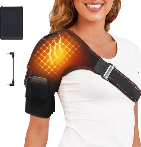Shoulder Heating Pad with Battery,Cordless Portable Heated Shoulder Brace for Men Women,Electric Heated Shoulder Wrap with Hot Cold Modes,Left Right Shoulder in Saudi Arabia