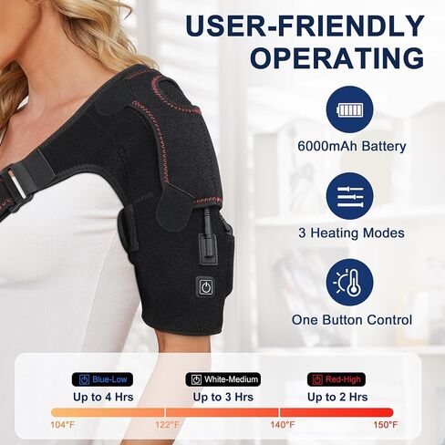 Shoulder Heating Pad with Battery,Cordless Portable Heated Shoulder Brace for Men Women,Electric Heated Shoulder Wrap with Hot Cold Modes,Left Right Shoulder in Saudi Arabia