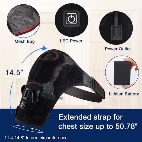 Shoulder Heating Pad with Battery,Cordless Portable Heated Shoulder Brace for Men Women,Electric Heated Shoulder Wrap with Hot Cold Modes,Left Right Shoulder in Saudi Arabia