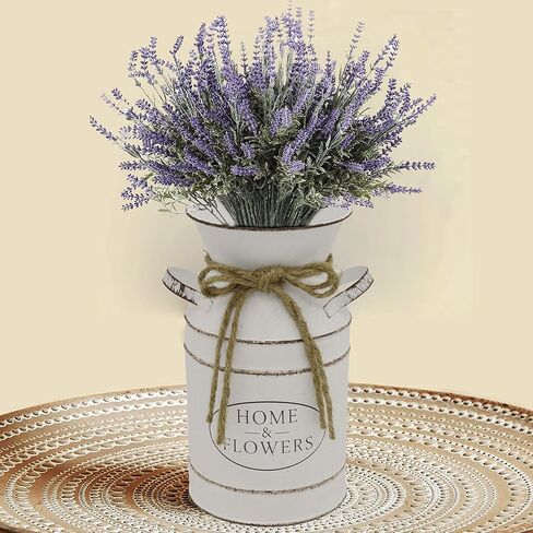 Rustic Galvanized Milk Can,White Farmhouse Decor Metal Flower Vase for Kitchen Bathroom Home Weddings Office -7.8" H in Saudi Arabia
