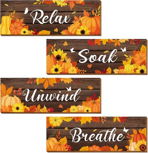 Thrist Highland Cow Decor Wall Art 4PCS Let Go Accept Believe Have faith Wooden Inspirational Farmhouse Wall Art Picture Positive Quotes Highland Cow Bathroom Wall Decor for Bedroom Living Room in Saudi Arabia